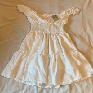 White off the shoulder milkmaid summer dress